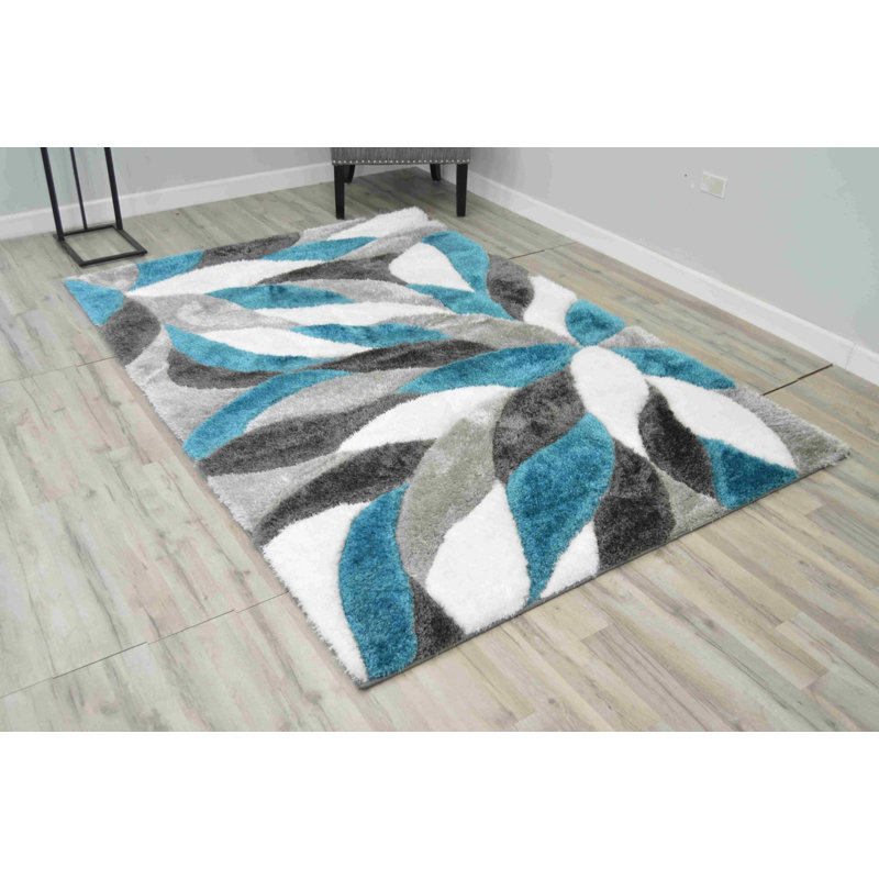 Modern Arriola Shag Abstract Geometric Rug For Living Room Bedroom, Runner 2'7" x 7'10"