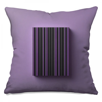 Coussins décoratifs rectangulaires rayés noirs et mauves