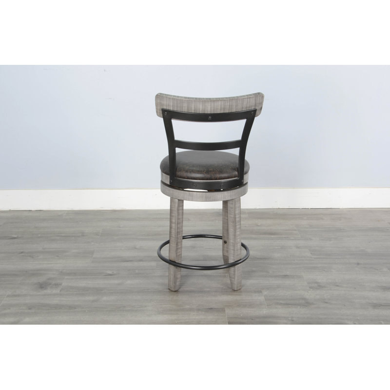 Meilani Swivel Upholstered Counter Stool, Counter Stool (24" Seat Height), Alpine Gray