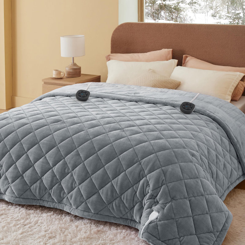 Couverture chauffante matelassée Cozy Winter Collection, Gris formel, Grand lit