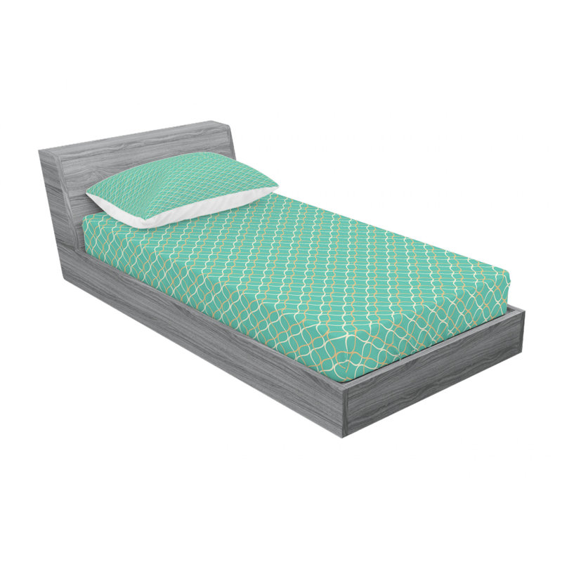 Microfiber Geometric Sheet Set, Twin XL Sheet Set with Fitted Sheet