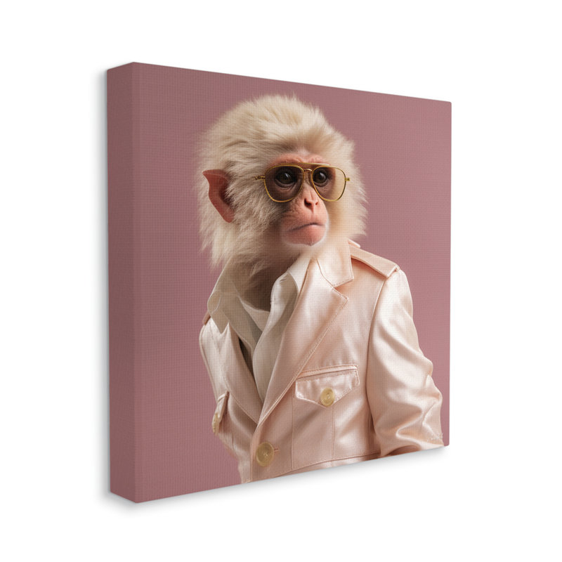 Portrait de singe à la mode par Roozbeh, H 24 po x l 24 po x P 1,5 po