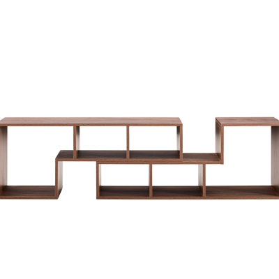 Bibliothèque à 2 tablettes en L en forme de console, librement extensible dans l'espace de vie, s'adapte aux téléviseurs, compartiments ouverts pour les télécommandes, outils d'assemblage faciles inclus