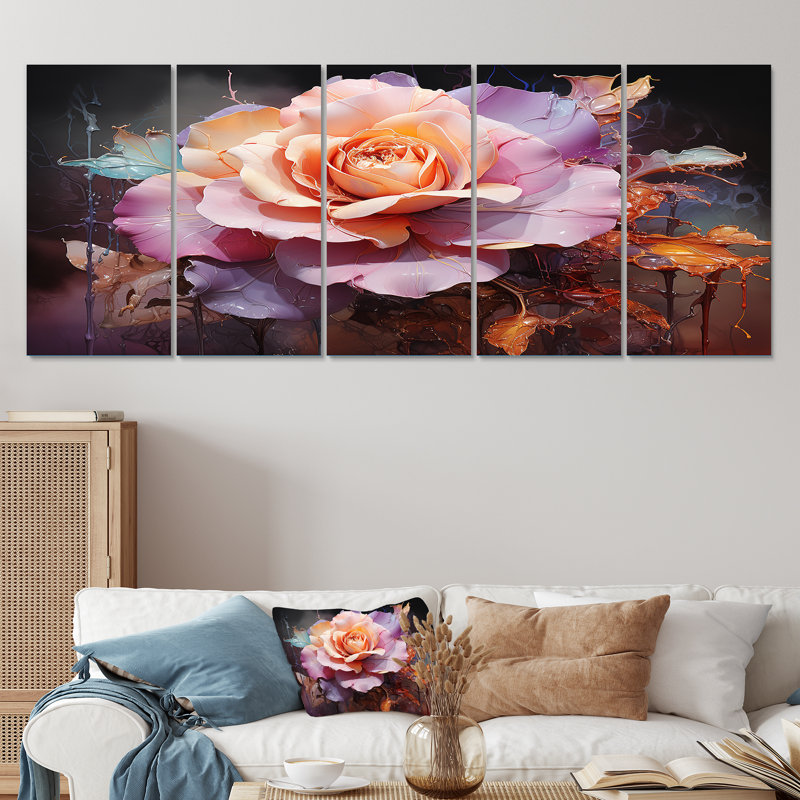 «Rose Misty Rose Spectrum A Fear Ethereal Hue I, 5 pièces», 5 pièces, H 28 po x l 60 po
