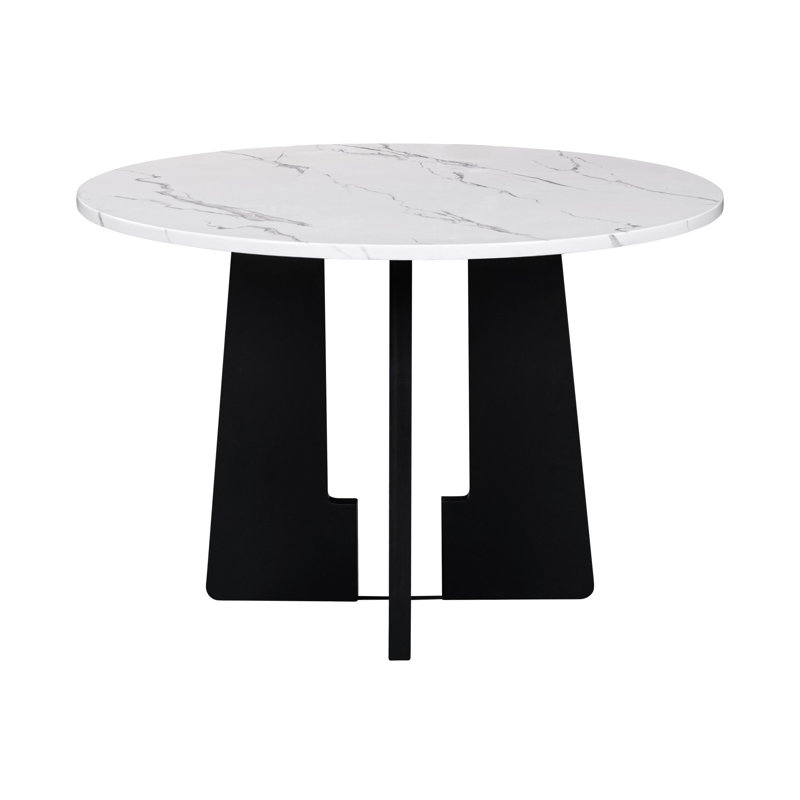Modern Dining Table, White/Black