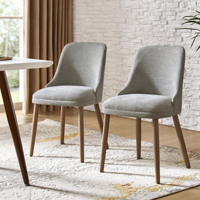 Chaise d'appoint rembourrée avec pieds en bois massif Kanalu (ensemble de 2) 