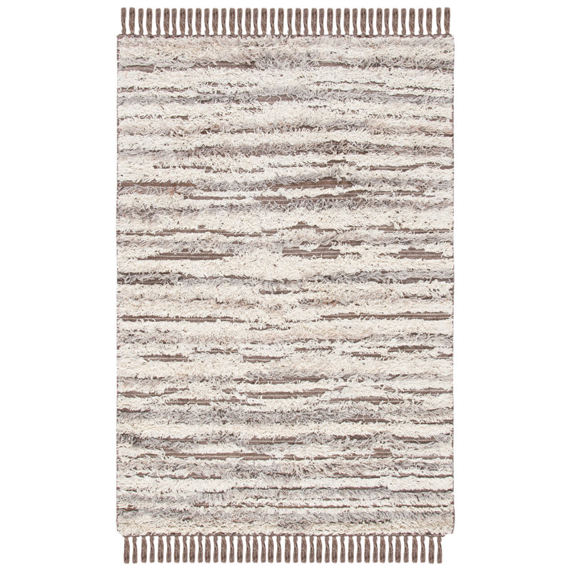 Tapis rayé en laine Casablanca, Rectangle 4 pi x 6 pi