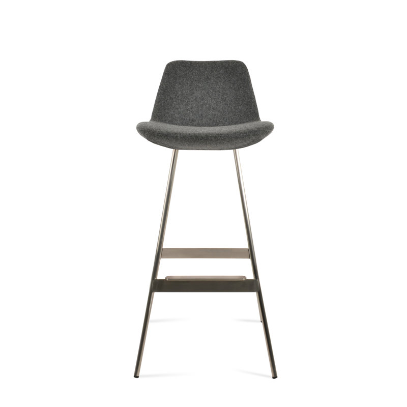 Pera Balat Stool, Stainless Steel, Dark Grey Wool, Counter Stool (24" Seat Height)