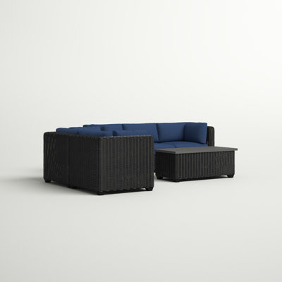 Ensemble de conversation modulaire en rotin 6 pièces avec coussins Ayomikun
