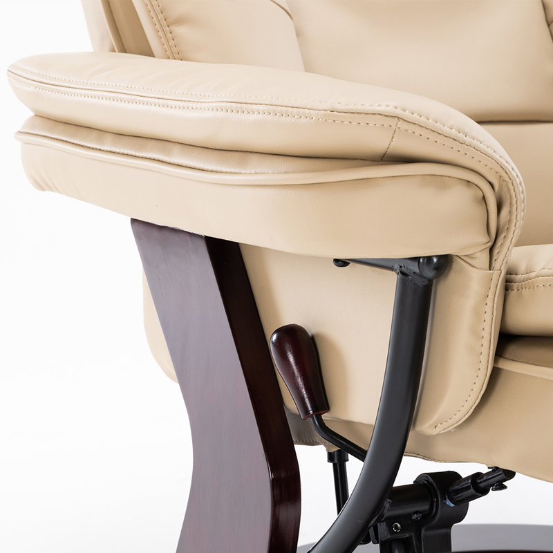 Shebeen Faux Leather Swivel Recliner, BeigeNew