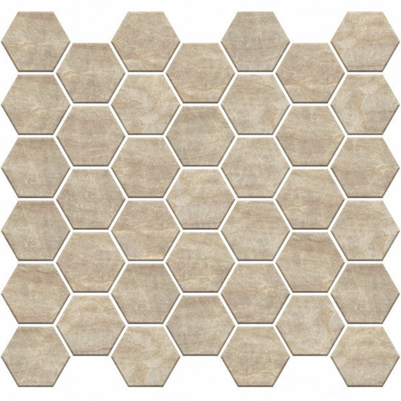 Carreau de mur et de sol en porcelaine nid d'abeille 2 po x 2 po, Beige / or / brun