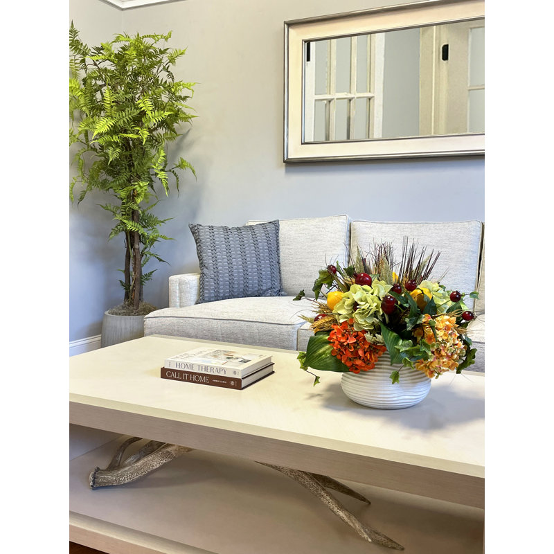 Mixed Hydrangea And Fruit Floral Arrangement