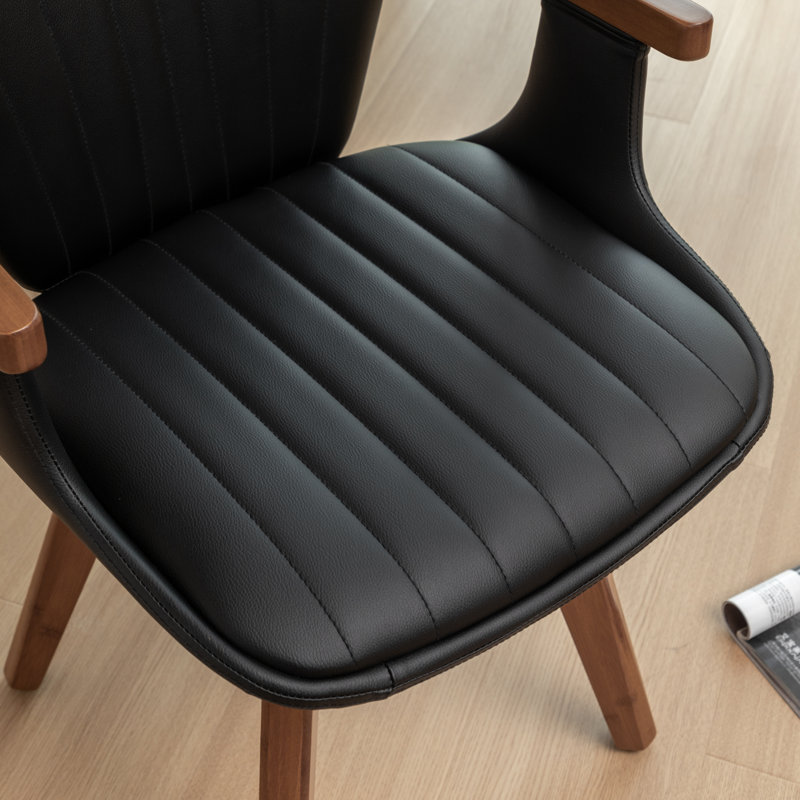 Chaise de salle à manger pivotante en faux cuir Donato, Noir