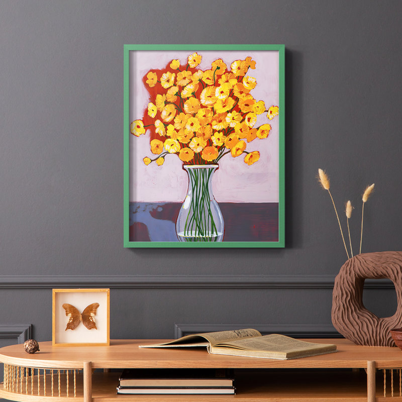«Daisy Bouquet I», reproduction encadrée - bois massif, Vert, H 10 po x l 8 po