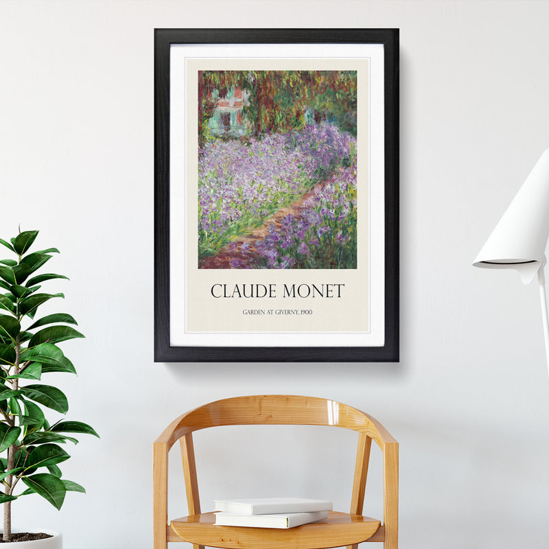 Irises in Monets Garden by Claude Monet - Picture Frame Art Prints, 65cm H x 48cm W x 2cm D, Black Framed