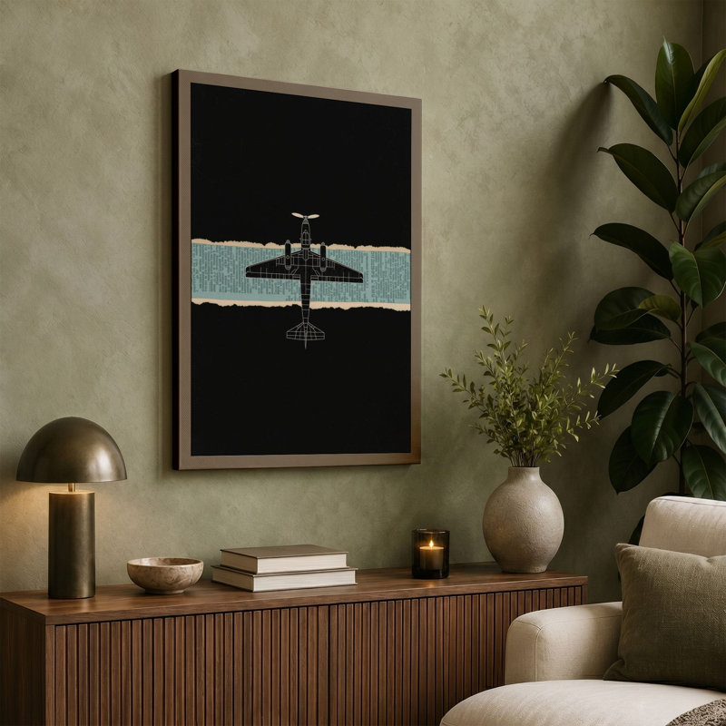 Silhouetted Skyward Minimalist - Wrapped Canvas, 30x20 - 76.2 x 50.8 cm, Teal Border