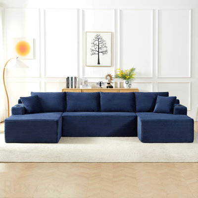 Ensemble de canapé modulaire compressible en forme de U, canapé modulaire de style minimaliste, canapé en tissu velours côtelé pour le salon