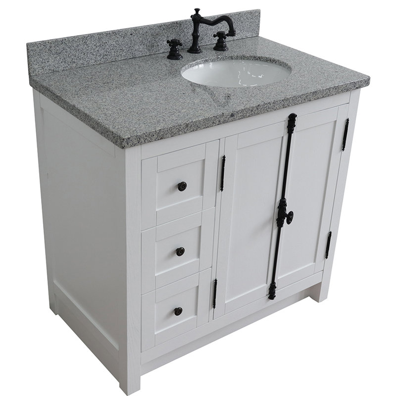 Ensemble de meuble-lavabo simple 37 po Seshadri, Granite, Glacier cendré