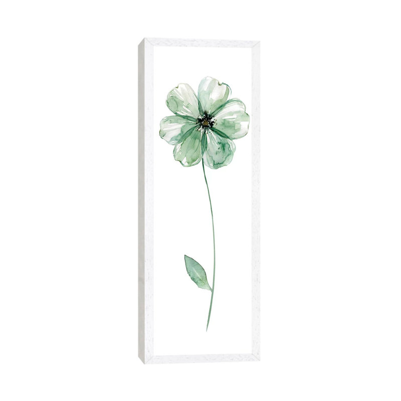 Sage Flower I by Carol Robinson - Panoramic Painting on Canvas, 30.48 cm H x 91.44 cm W, White Framed