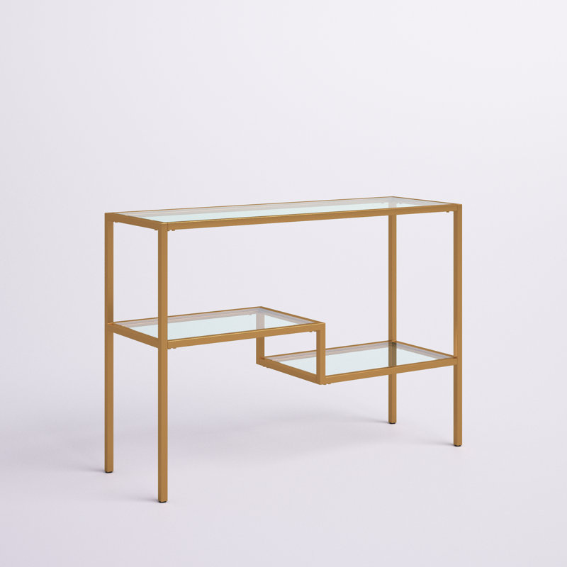 Lovett Glass Top Console Table, Gold, 30" H x 55" W x 14" D