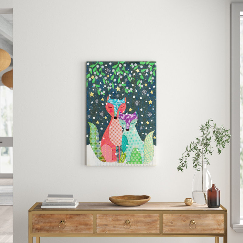 Winter Foxes by Sascalia - Wrapped Canvas Painting, 91cm H x 61cm W x 3.81cm D