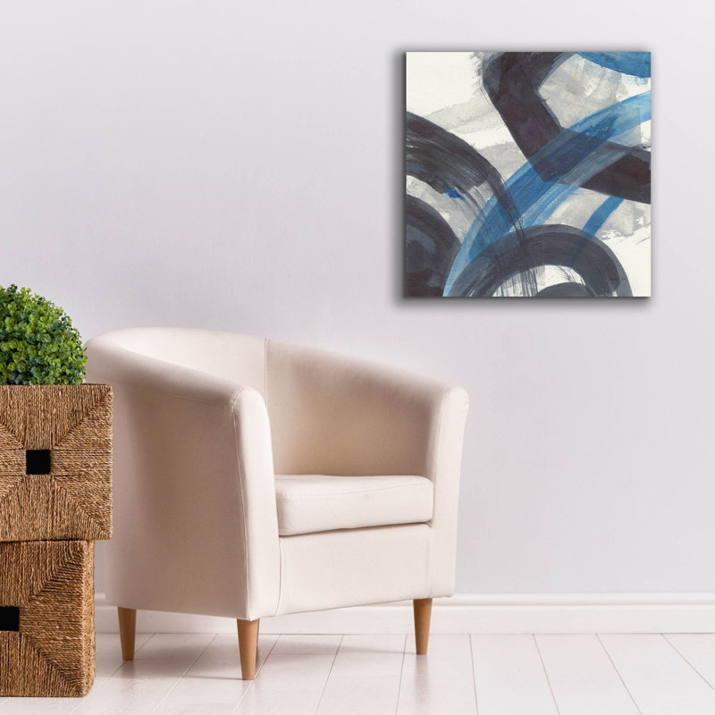 «Blue Brushy Abstract 1 C» par Danhui Nai, art mural sur toile, H 26 po x l 26 po