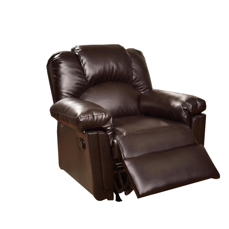 Brincken Faux Leather Recliner, Dark Brown Faux leather