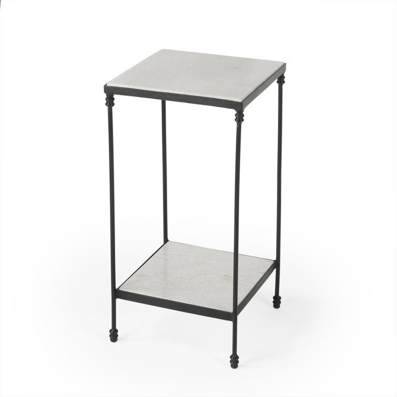 Larkin Marble & Iron Side Table, White Marble/Black