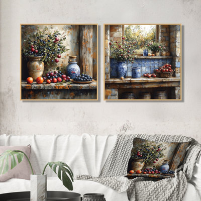 Farm Kitchen Earthy Delights I - Art mural de cuisine - Toile d'art murale traditionnelle 2 pièces