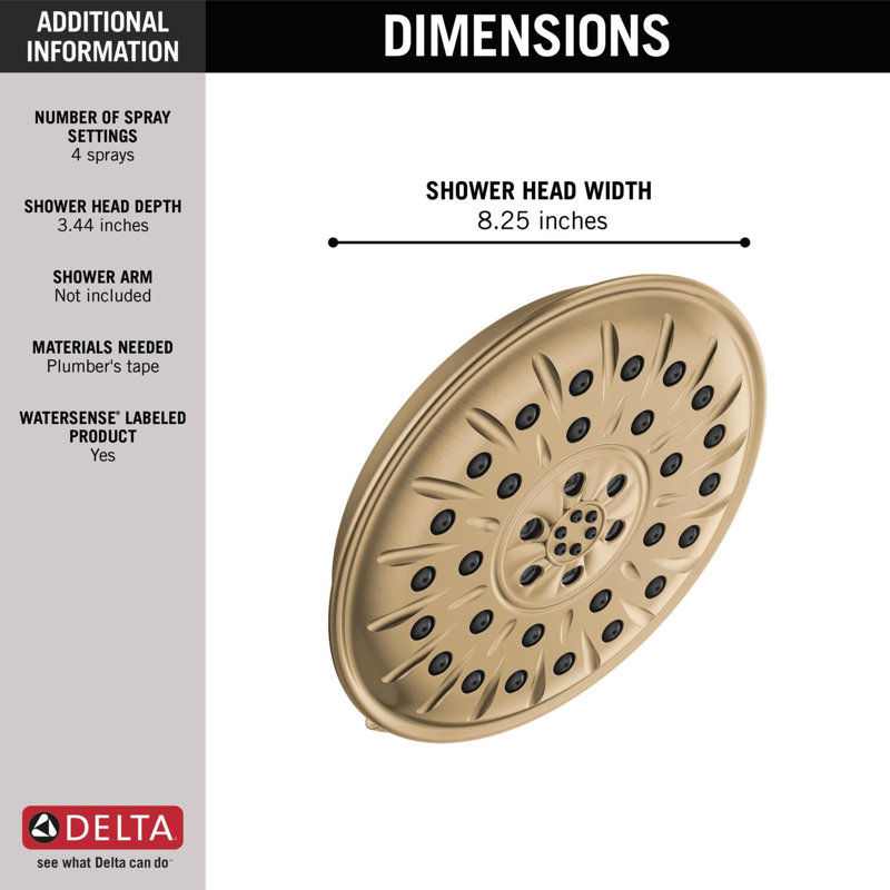 Rain Dual Shower Head with H2Okinetic Technology, Lumicoat Champagne Bronze