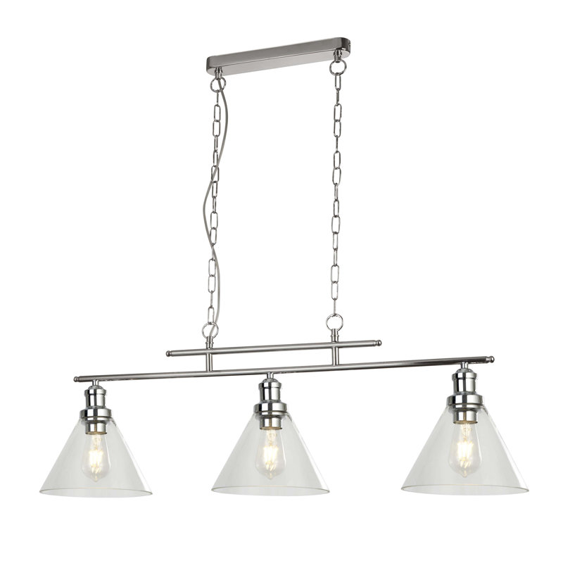 Luminaire suspendu pour îlot de cuisine à 3 lumières Annmarie, Chrome