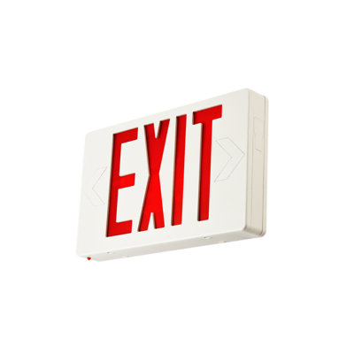LED Emergency Exit Sign - Dual Face - Red Letters - 120/277V - White Housing – Commercial Safety Lighting