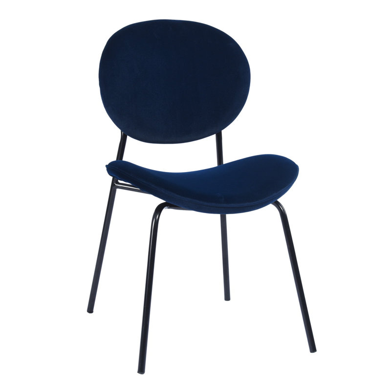 Alaya 137.2cm H Velvet Upholstered Side Chair, Navy Blue