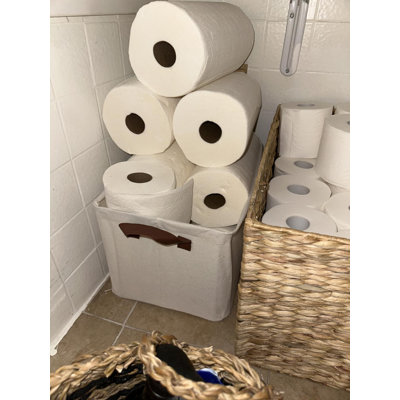 Bacs de rangement décoratifs pliables avec poignées en cuir - 16,75 po x 11 po x 9,75 po 44LBS