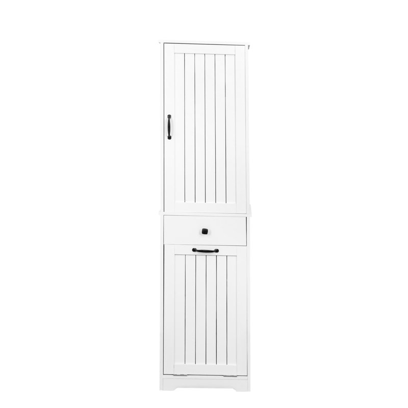Armoire à linge blanche compacte avec matériaux et espace de rangement Tablette fonctionnelle compacte