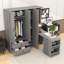 Armoire avec 2 portes, tringle, bureau convertible et tiroirs de rangement-532211747
