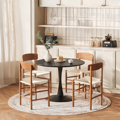 Table de salle à manger de 100 cm (39,4 pouces), alliant style Mid-Century, conception résistante à l'eau et structure en métal