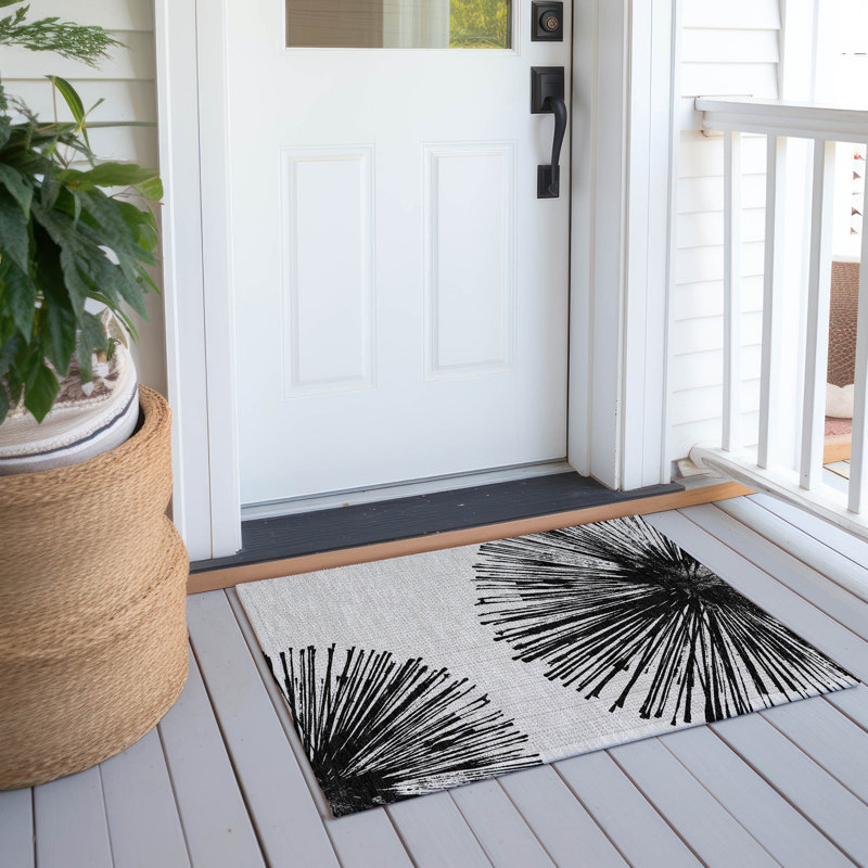 Flatweave Abstract Indoor / Outdoor Rug, Rectangle 1'8" x 2'6"