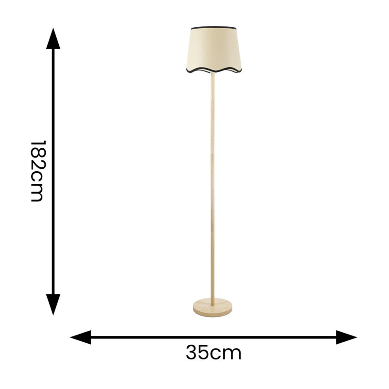 Roshina 182cm Traditional Floor Lamp, Natural, Yes, Natural/Black