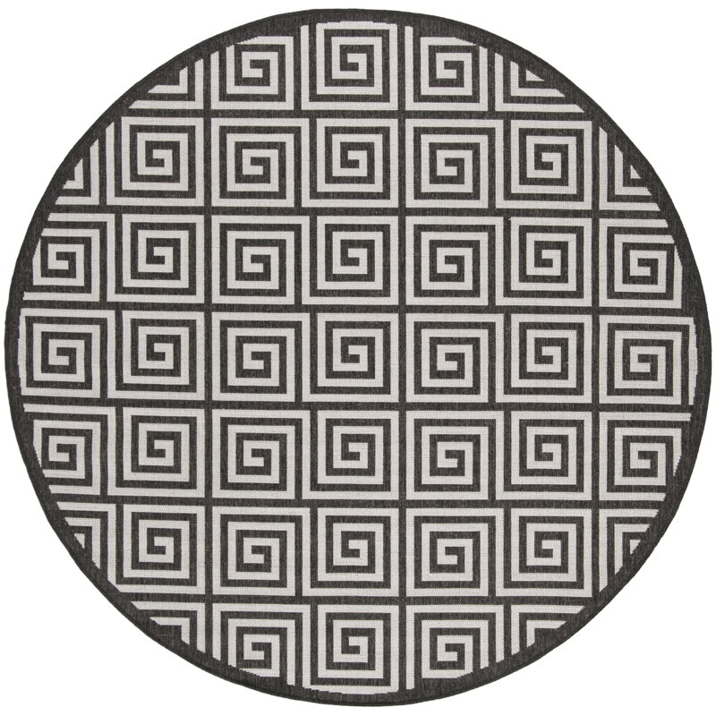 Gowanus 100 Performance Geometric Indoor/Outdoor Area Rug, Round 6'7"