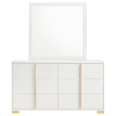 Commode blanche à 6 tiroirs avec miroir