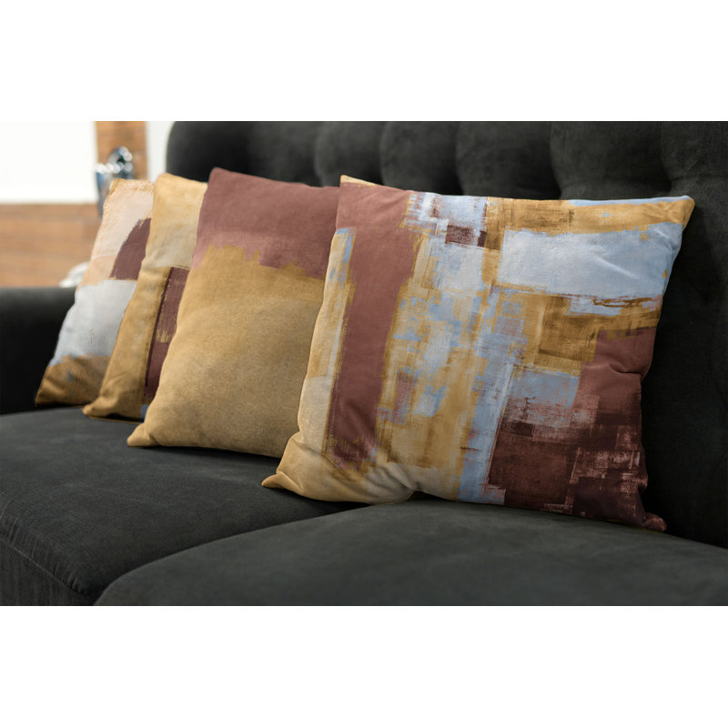 Reversible Pillow Cover, 24" H x 24" W, Mustard / Pale Redwood