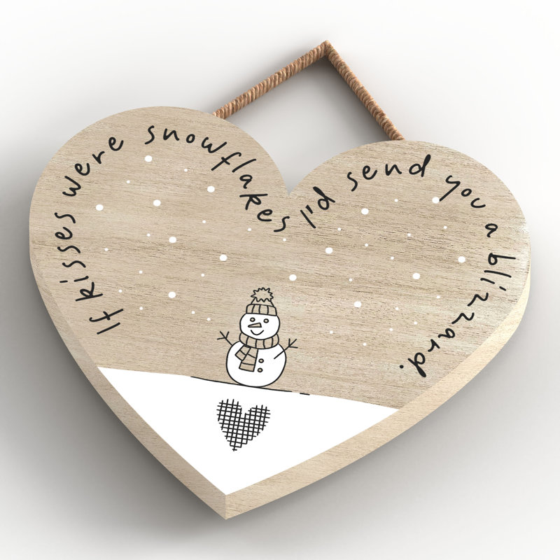 Vivid Squid Wholesale Kisses Were Snowflakes Wooden Heart Plaque Wall Décor