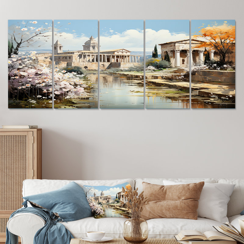 «Springtime Roman Empire Landscape 5 Art», 5 pièces, H 28 po x l 60 po