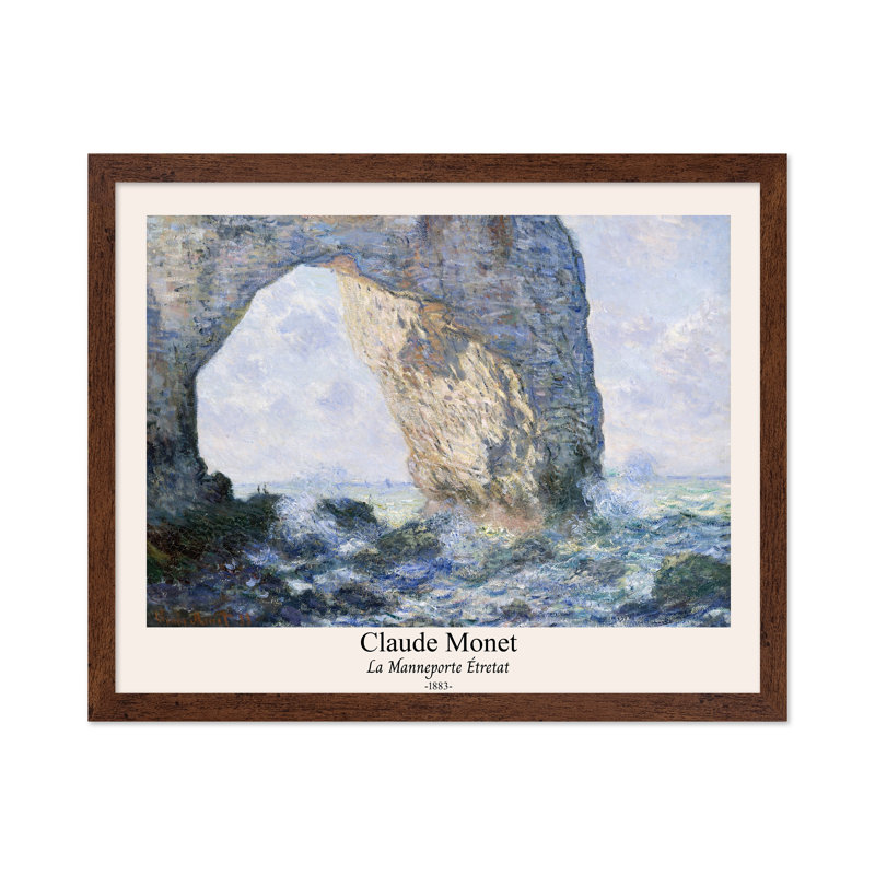 Claude Monet - La Manneporte, Poster, 08"H x 10"W, Brown Framed