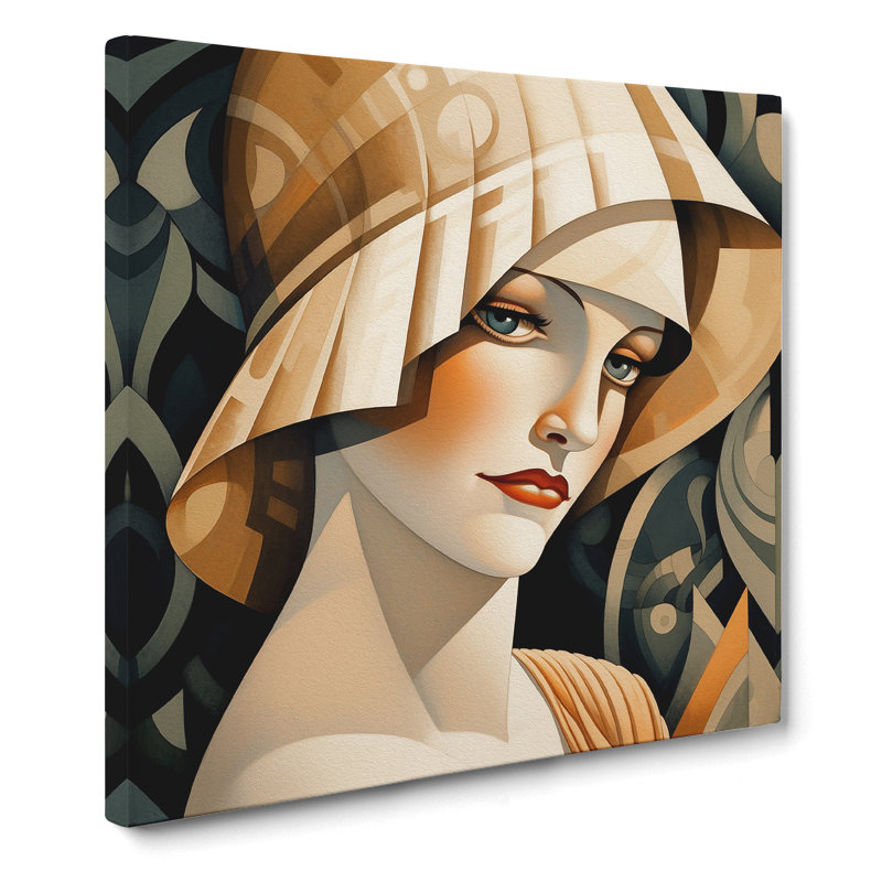 Art Deco Woman Realism No.1 - Print, 35cm H x 35cm W x 3cm D