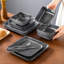 12 Piece Stoneware Dinnerware, Ceramic Tableware Set Including Dinner Plates, Desserts Plate And Bowls, Service For  4 People, Square Plate And Bowl-162588563