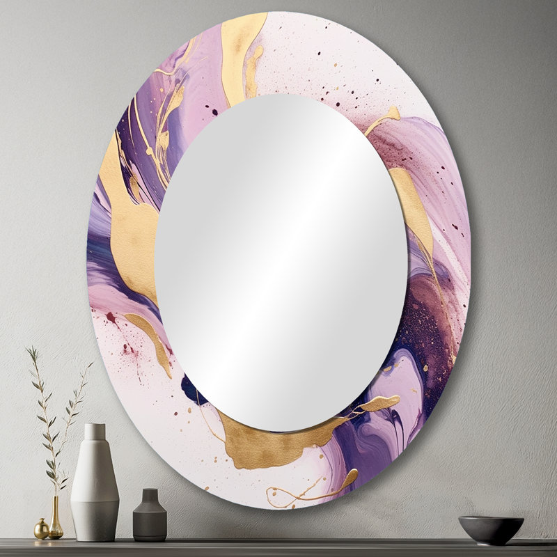 Lehoux - Miroir abstrait en métal, 43 po x 33 po