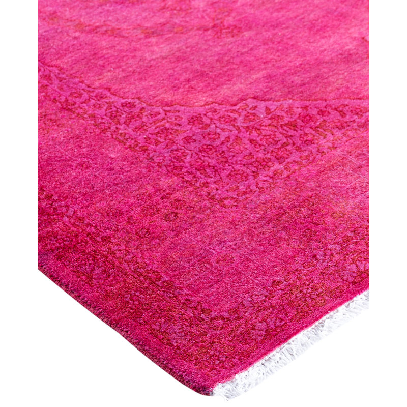 Overdyed Hand-Knotted Wool Modern-Contemporary Pink Area Rug 3' 1" x 5' 3"