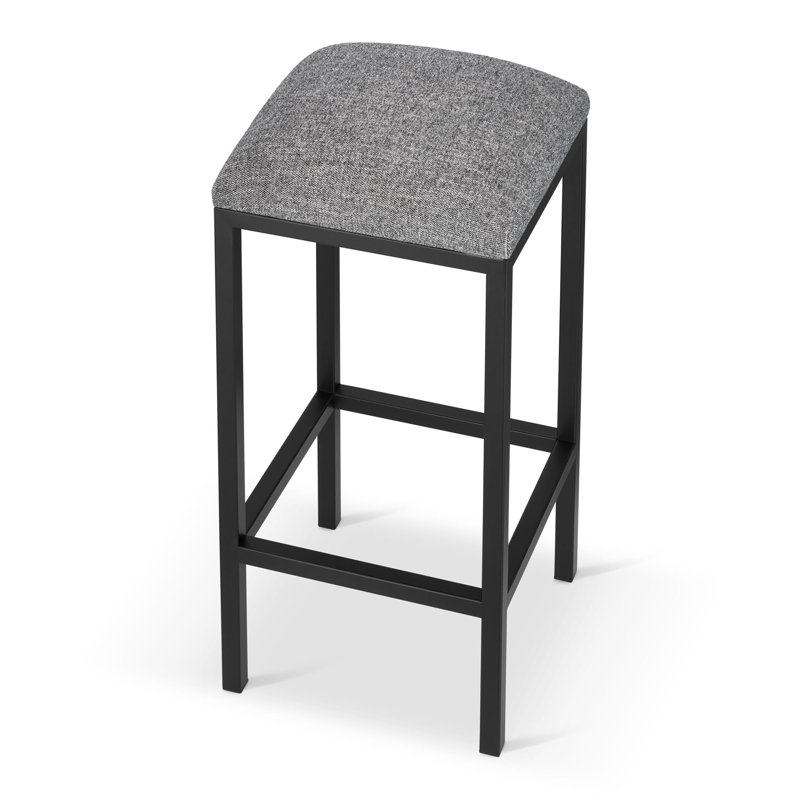 Mackayla Upholstered Counter Stool with Metal Frame, Grey